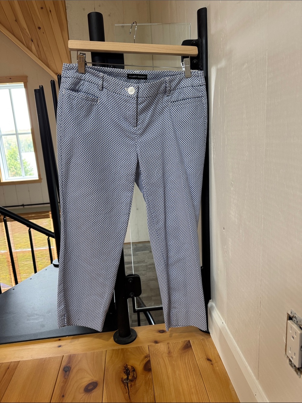 Hilary Radley Blue and White Printed Cropped Pants